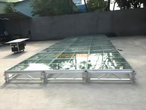 Escenario de acrílico transparente portátil modular con marco de aluminio 20x20ft 
