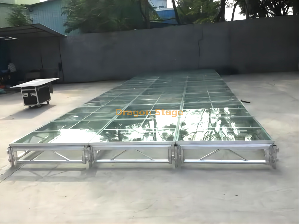 Escenario de acrílico transparente portátil modular con marco de aluminio 20x20ft