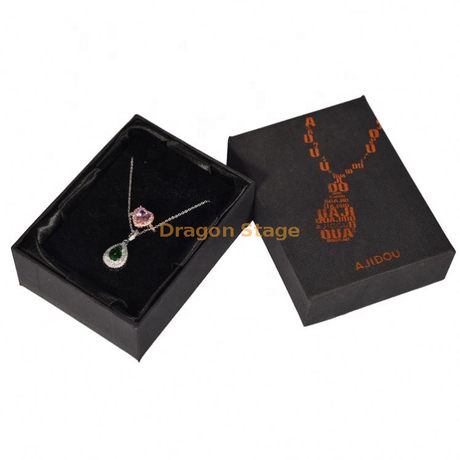 Caja de papel de embalaje de anillo negro personalizado de fábrica de cajas de madera