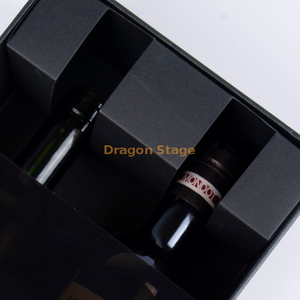 Caja de madera personalizada de fábrica con logotipo personalizado de lujo OEM negro 2 botellas de vino caja de papel