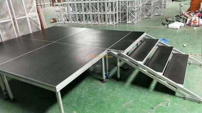 Escenario ajustable de aluminio para conciertos, de madera contrachapada de 18 mm, 16 x 8 pies (4,88 x 2,44 m)