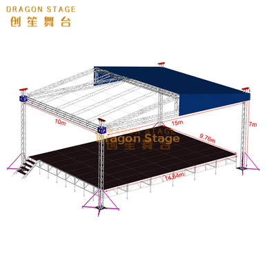 Escenario de Aluminio con Techo para Conciertos 15x10x7m
