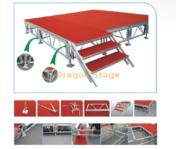 Escenario portátil de aluminio para exteriores, escenario para eventos, 18x10m con 2 escaleras