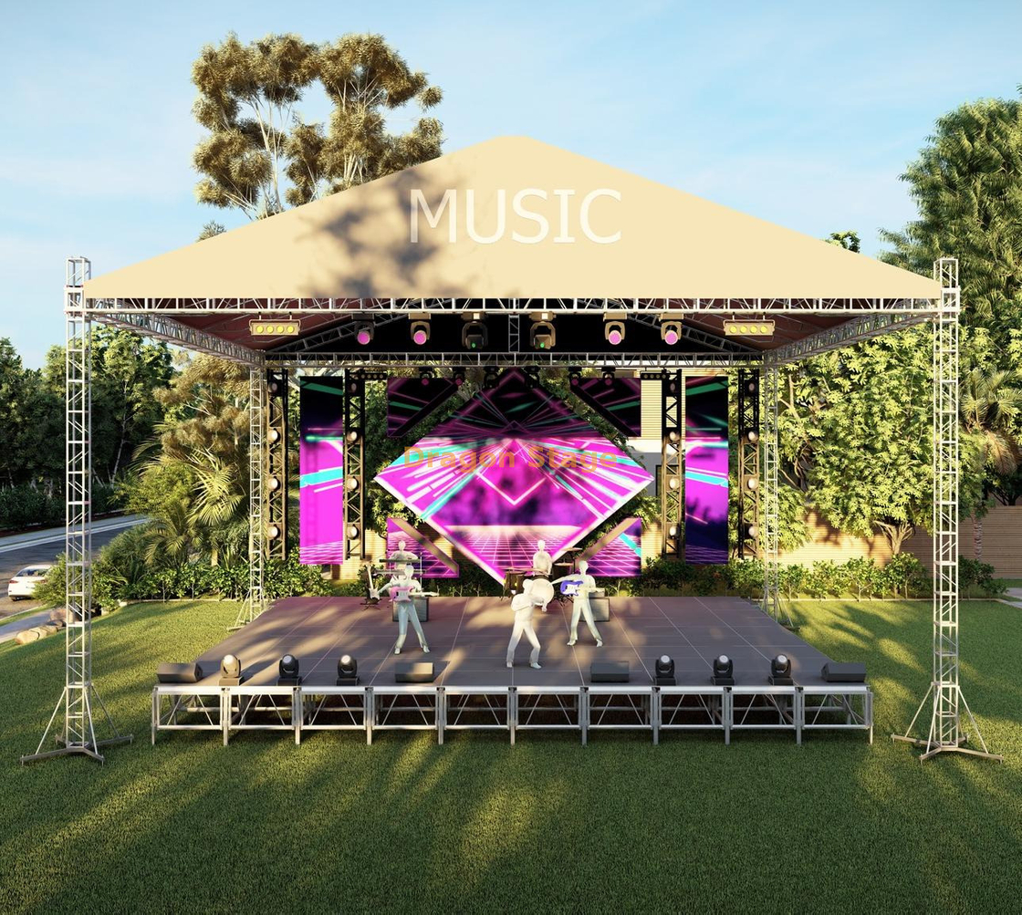 14x14x8m techo de armadura de escenario al aire libre grande con lienzo