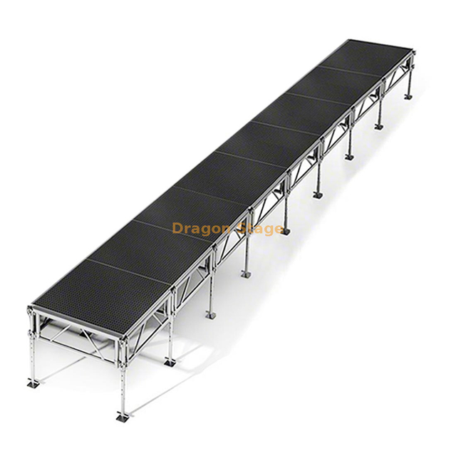 Sistema de escenario portátil de aluminio todo terreno de 4'x32' - Altura ajustable (0,4 m - 2 m)