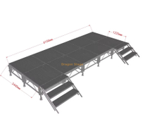 Plataforma de escenario para DJ de concierto extraíble portátil de 6,1x2,44 m con 2 escaleras