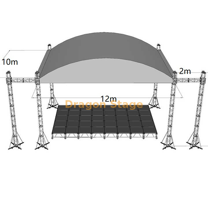 Camantón de techo curvo para todo el clima para evento al aire libre 12x10x6m