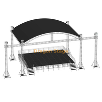 Sistema de armadura de escenario con techo curvo de aluminio de alta resistencia de 12x8x9m con alas para altavoces