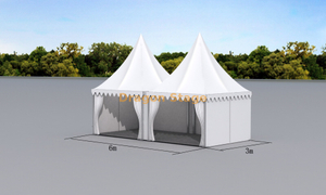 Tienda Pagoda de Aluminio de 3×6m | Carpa modular para eventos con techo de PVC (2 × 3 × 3 m combinados)
