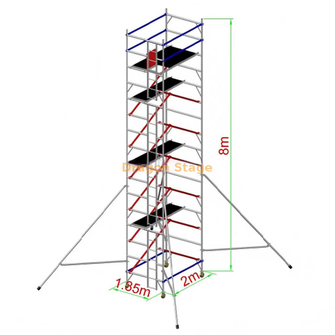 fila doble de la torre de andamio de aluminio del 1.35x2x8.5m
