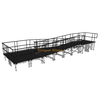 Rampa de escenario modular de aluminio en curva de 10,27 x 3,24 m con rellano y barandillas dobles