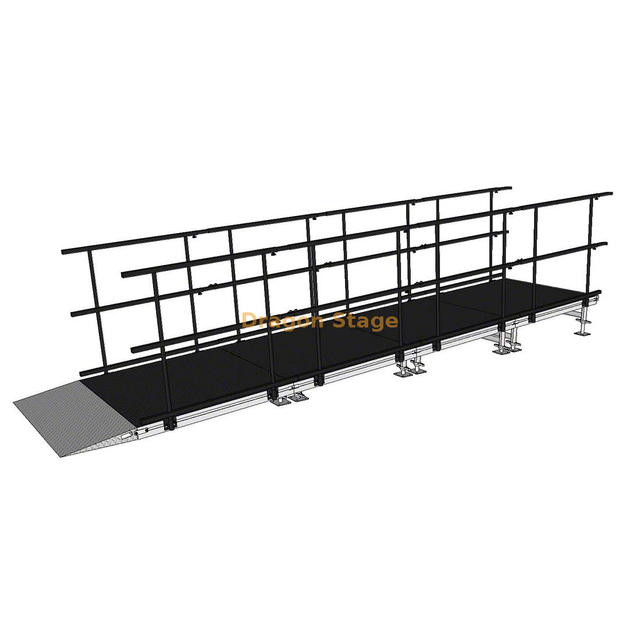 Rampa de acceso al escenario de eventos de aluminio recta de 5,49x1,22 m para bodas y eventos corporativos