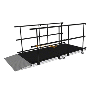 Rampa de transición de escenario de aluminio compacta de 3,0x1,22 m con barandillas dobles para eventos