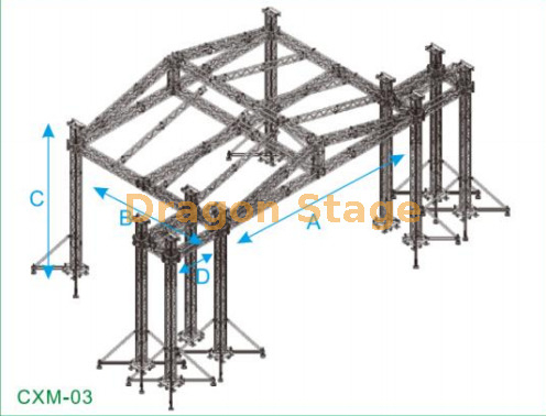 Armadura grande para escenario de concierto 20x12x8 con torre de armadura PA de 2 m
