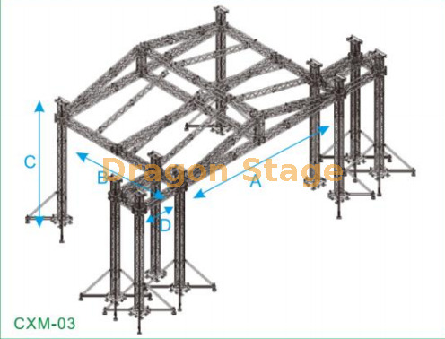 Armadura grande para escenario de concierto 20x12x8 con torre de armadura PA de 2 m