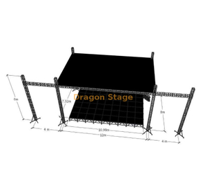 Sistema de armadura profesional de aluminio para escenario de concierto al aire libre, 12x8x6m, con alas LED duales de 4m