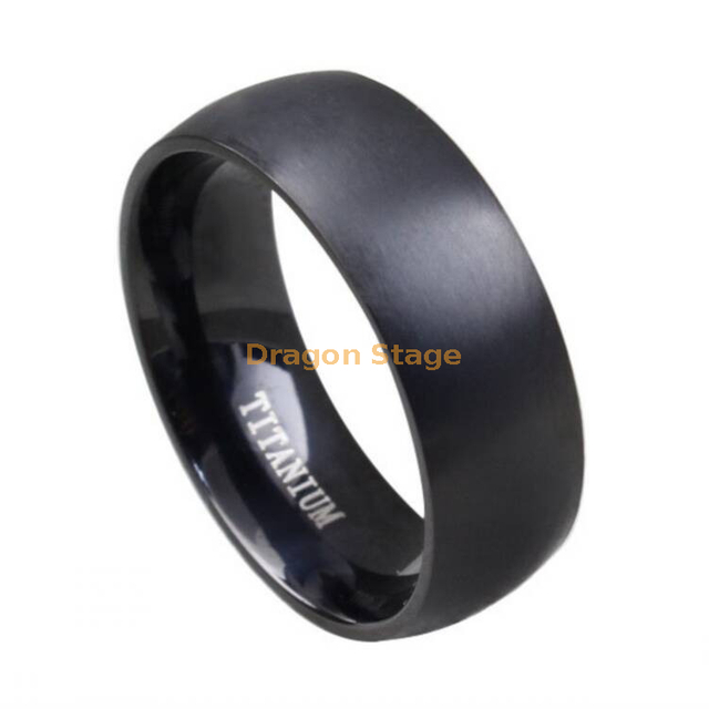 Alianzas de boda simples Anillos de titanio negro liso para hombres