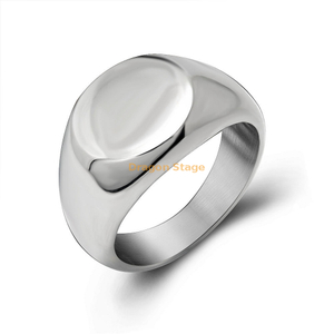 Los hombres baratos al por mayor diseñan su propio anillo de acero en blanco Base hecha a medida Anillo de sello de acero inoxidable en blanco para hombres