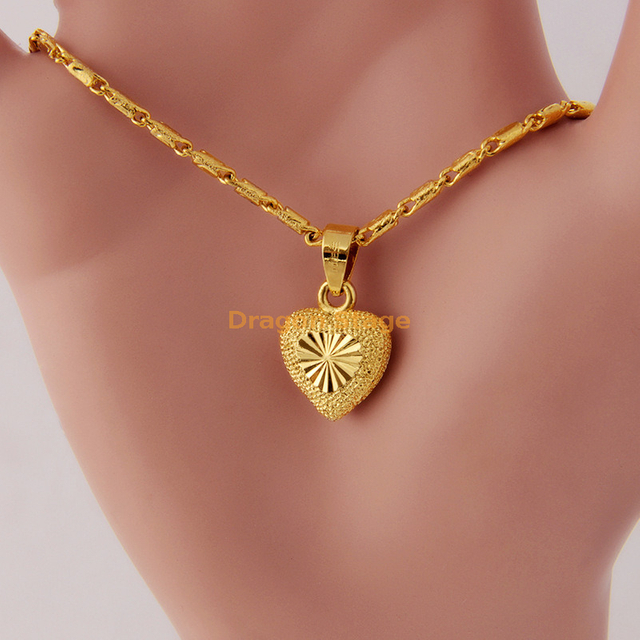 Dubái oro 24K elegante estilo joyería chapado en oro dulce corazón colgante collar para mujer