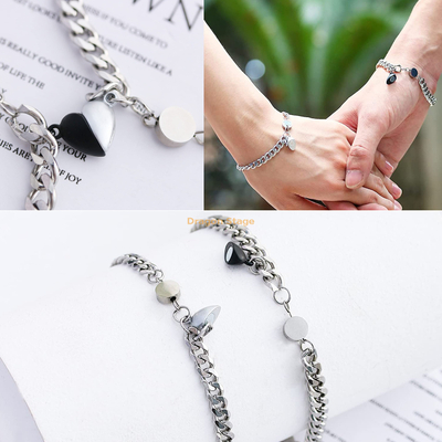 Joyería al por mayor, pulsera de imán de pareja de cadena magnética de acero inoxidable personalizada
