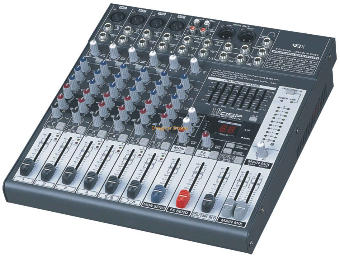 Mezclador de audio M82FX 2MON/2ST / 4MON/2ST / 8MON/2ST / 12MON/2ST