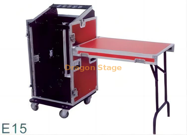 Flightcase para DJ de 16U con estante para mezclador y 1 mesa