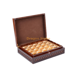 Caja de lujo, caja de madera con lámina dorada de madera para chocolate de Oriente Medio