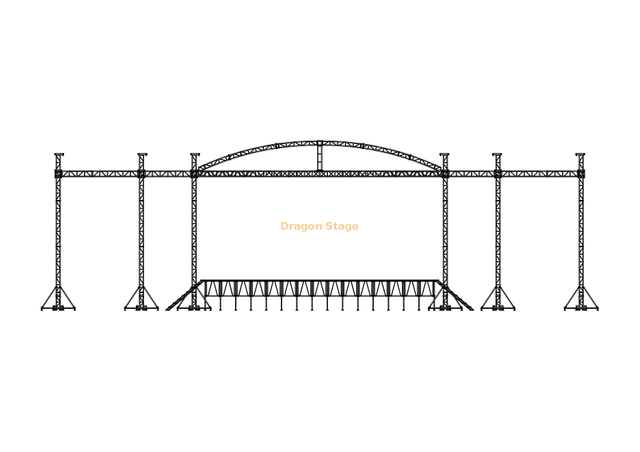 Escenario de vigas de techo curvo de aluminio para la venta 12x12x8m con 4 alas