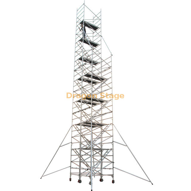 Torre de andamio de escalera de 45 grados de aluminio de 1,35x2x11,28 m