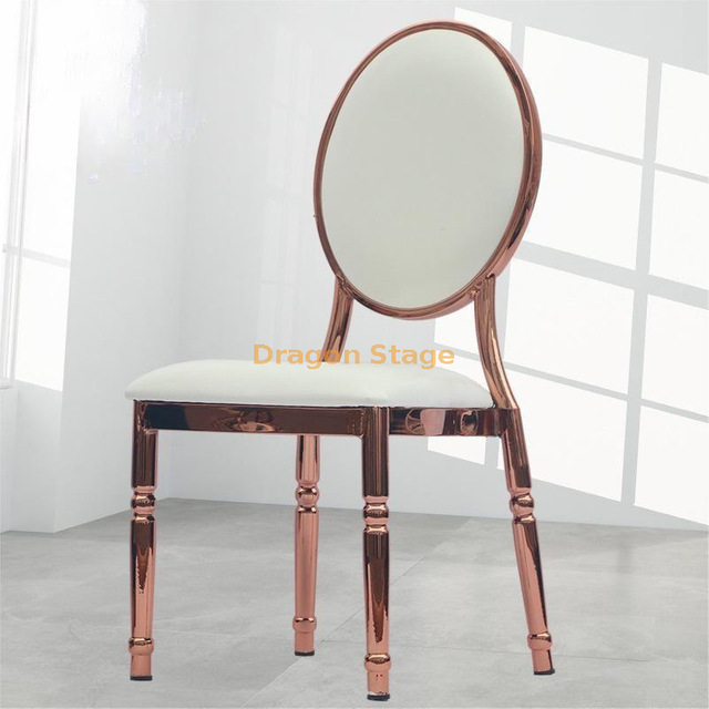 Silla con respaldo redondo galvanizado, silla de comedor de oro titanio, silla de sol de oro rosa, silla de mesa de comedor de estilo europeo, silla de hotel, silla suave de arte en hierro