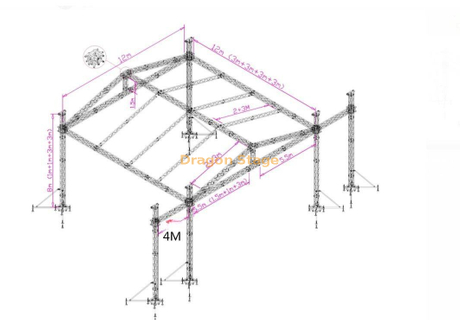Cerchas de Techo de Aluminio con Alas de Pantalla Led 12x12x8m