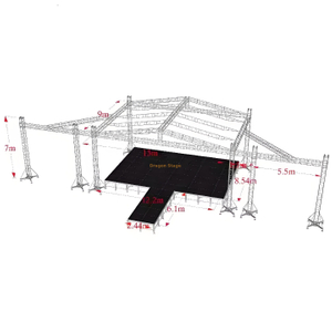 Armadura de escenario de techo de aluminio con led de matriz de línea de 13x9x7m