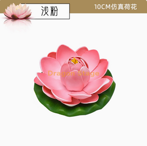 Decoración de flores de loto simulada, pecera falsa de pescado de hoja de loto, paisajismo de estanques, flotante de 10 cm de loto rosa claro