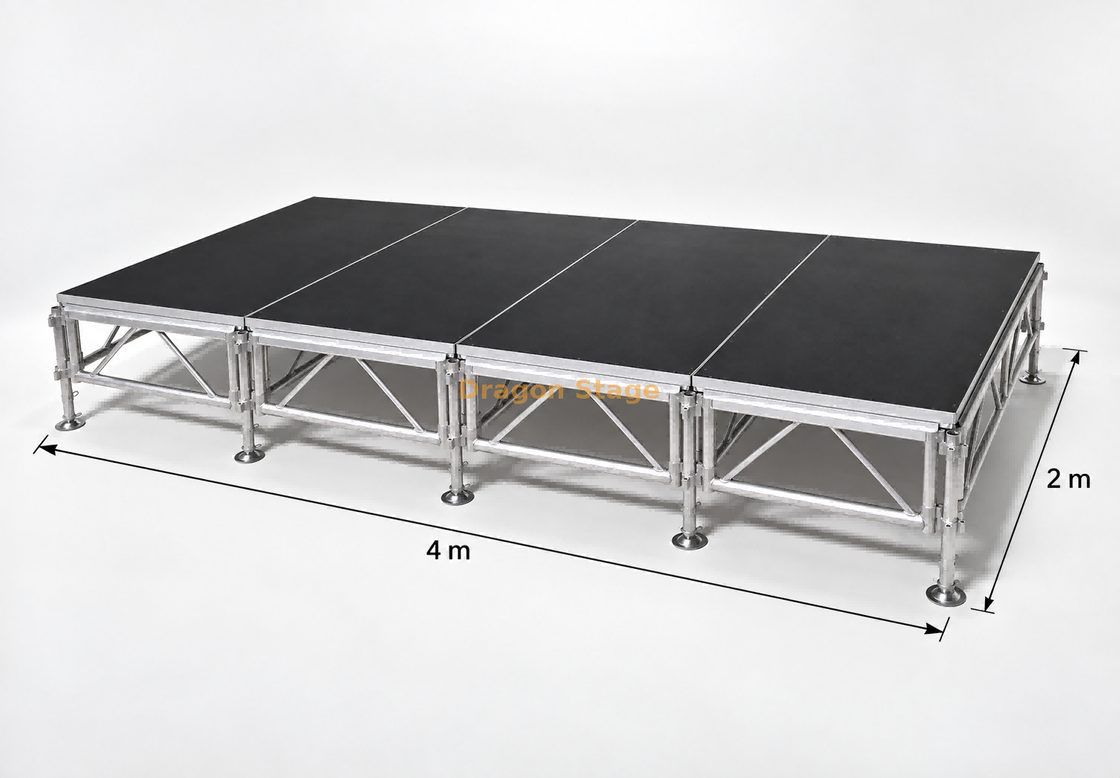 Plataforma de escenario portátil con armazón modular de concierto 4x2m con 2 escaleras