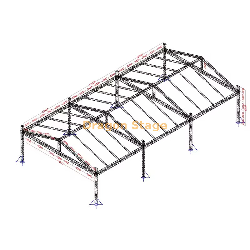 Sistema de armadura de techo para eventos al aire libre de aluminio de alta resistencia de 18x36x8m - Estructura de escenario de estadio de triple rejilla de 8m de altura