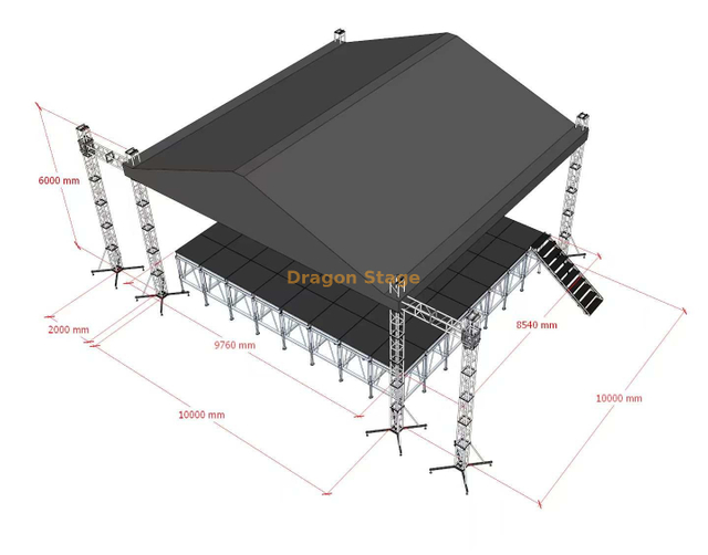 Techo de la etapa de concierto al aire libre 10x10x6m