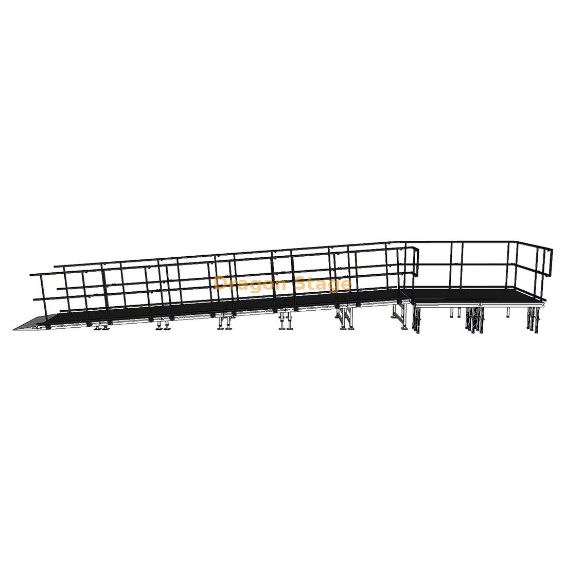 Rampa de carga de producción de escenario de aluminio recta de 10,30x1,63 m para cajas de carretera y equipos audiovisuales