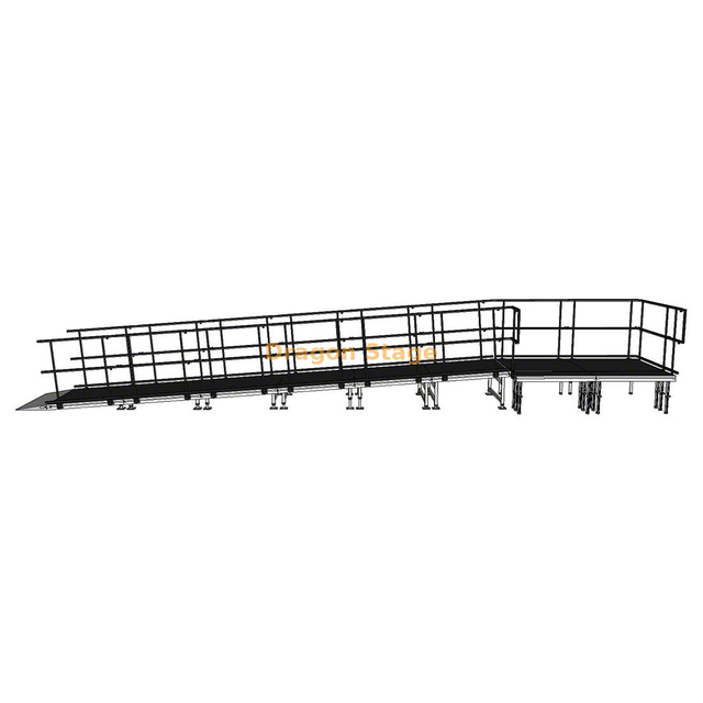 Rampa de carga de producción de escenario de aluminio recta de 10,30x1,63 m para cajas de carretera y equipos audiovisuales