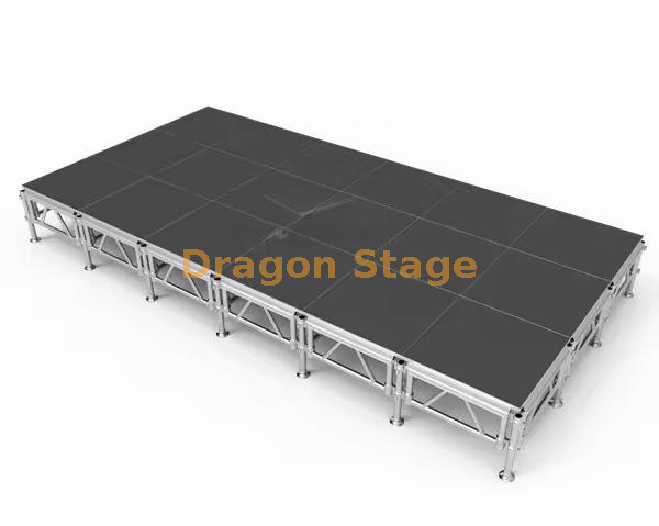 Escenario portátil móvil de aluminio para eventos de concierto con escaleras de 7,32x3,66m y 0,4-0,8m de altura