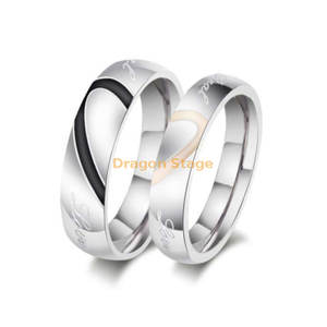 Anillos de pareja en forma de corazón, anillo de compromiso de pareja de acero titanio.