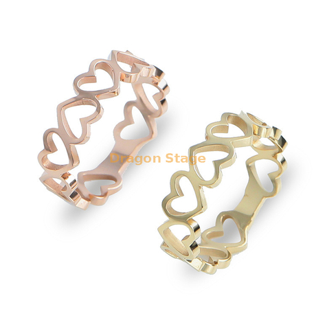 Joyería al por mayor Declaración de moda Dedo Hombres Mujeres Corazón Geométrico Letra personalizada Anillo de acero inoxidable chapado en oro de 14 k