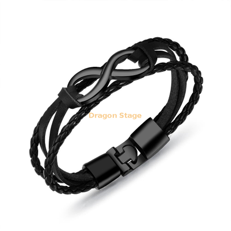 2019 Nueva joyería europea y americana Infinity 8 Pulsera de cuero para hombre