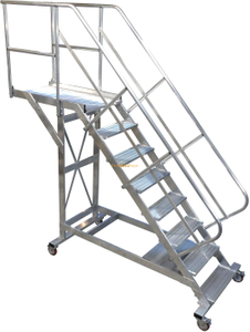 Plataforma de trabajo aérea móvil de aluminio con pasamanos y escaleras