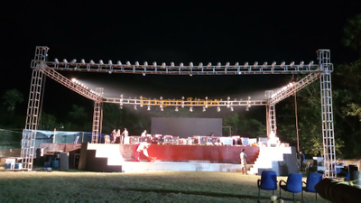 Sistema de armazón de eventos portátil de aluminio para iluminación Armazón de escenario de iluminación de eventos de marco personalizable para la venta 40x20x20 pies