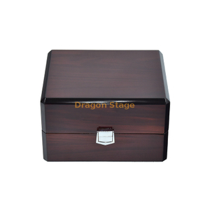 Caja de reloj de madera brillante MDF brillante marrón de lujo con almohada de cuero Pu