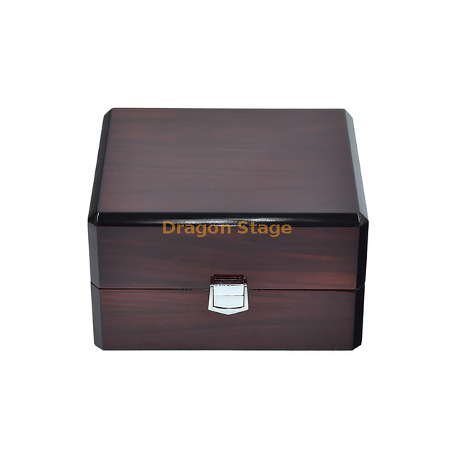 Caja de reloj de madera brillante MDF brillante marrón de lujo con almohada de cuero Pu