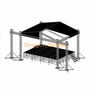 Carpa para conciertos al aire libre de calidad de aluminio, estructura de sistema de armadura de techo de escenario, 12x11x8m con 2 alas para line arrays