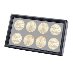 Caja de madera de exhibición de moneda de ventana transparente personalizada de alta calidad