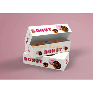 Cajas de papel de donut de embalaje de alimentos de cupcake individual de cartón biodegradable rosa blanco mini impreso personalizado barato con ventana transparente