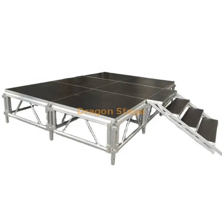 Plataforma de mini etapa móvil de 4x4 pies de aluminio para el espectáculo de 3.66x2.44m altura 0.6-1m